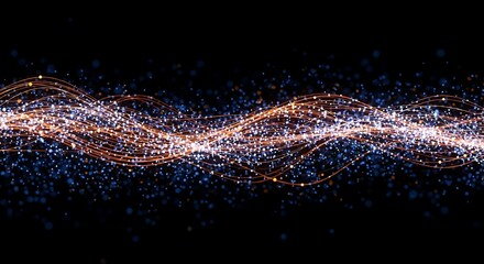 Abstract glitch effect with colorful lights and digital noise overlay