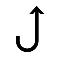 Soft upward arc arrow with gentle bend &mdash; friendly navigation or next-step indicator.