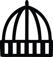 Simple black silhouette of a bird cage top dome shape minimalist graphic design element isolated graphic