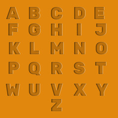 3D Carved Block Alphabet – Engraved Decorative Letters on Orange Background