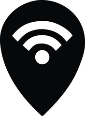 Modern icon design combining location pin and wi-fi signal for digital connectivity and navigation services
