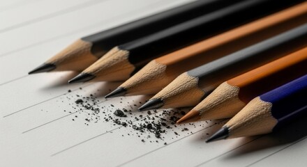 Pencils on Paper - A Close-Up of Writing Tools.