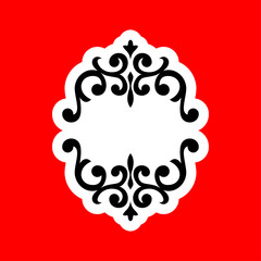 Decorative flourish ornament on a red background, symbolizing elegance, vintage style, and artistic cultural heritage in design.
