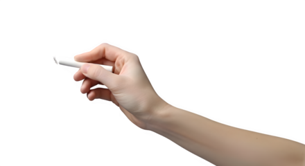 Hand Holding Chalk Isolated on White Background | Close Up View of Human Arm with Chalk Piece for Education, Art, and Design Mockups