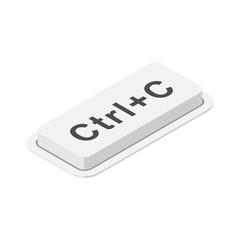 keyboard button Ctrl+C symbolizing copy command. Ideal for computer graphics, digital design, office workflow, shortcuts, and IT projects. Clean minimal icon style.