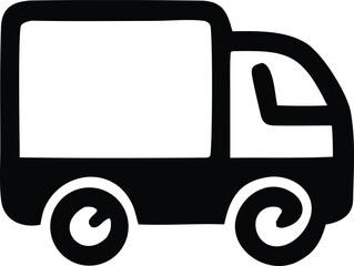 Simple black silhouette icon of a delivery truck for logistics and transportation services mobile app icon shipping cargo