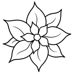 Stylized Floral Illustration in Black and White with Geometric Petal Arrangement and Clean Lines for Design Applications