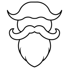 Vector illustration of Santa Claus beard and mustache with a hat for christmas designs