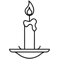Elegant burning candle illustration in minimalist style representing light peace celebration and spiritual reflection
