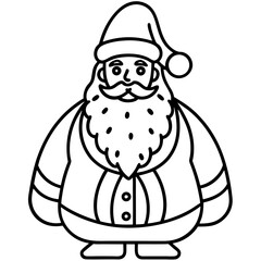Santa Claus Outline Illustration for Christmas Holiday Celebration and Festive Season Graphics in Black and White