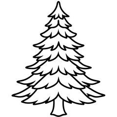 Minimalist Outlined Christmas Tree Illustration for Holiday Decor and Festive Greetings Seasonal Celebration Design Resource