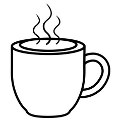 Simple Line Art Illustration of a Steaming Cup of Coffee or Tea for Relaxing Moments and Cozy Vibes