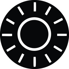 Simple sun icon representing brightness and energy ideal for web design and app interfaces in a clean graphic style.