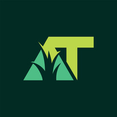 AT Initials Grass Organic Logo