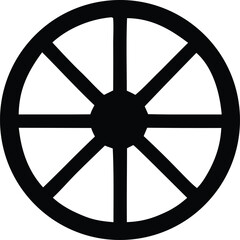 Naklejka premium Buddhist dharma wheel symbol icon silhouette represents spirituality enlightenment and the eightfold path