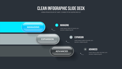 Digital Strategy 3 Option Infographic Slideshow Design. Consulting Briefing Three Step Diagram Presentation Layout. Marketing Planning Slide Template Vector Illustration.