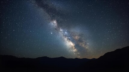 Starry night sky with clouds and bright stars in the universe