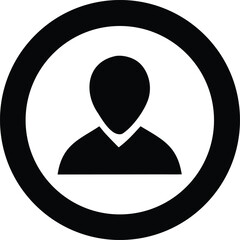 Simple black silhouette of a person inside a circular target emblem representing user profile or identity recognition