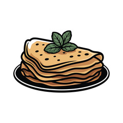 Crepes color flat icon vector on White Background Vector Art Illustration .