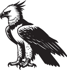 Harpy Eagle Vector in black and White