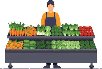 Grocer with Fresh Produce Display.