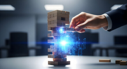 Fototapeta premium Strategic risk analysis with digital innovation for business solutions and growth in modern office