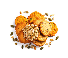 Pumpkin Seeds Cookies Isolated, Pepita Grains Biscuit, Healthy Cereal Crackers, Homemade Pumpkin Seed