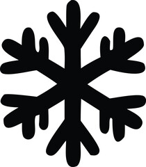 Iconic black snowflake silhouette symbol for winter holidays and cold weather designs and decorations