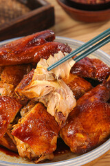 Cantonese Roasted Chicken with Soy Sauce Glaze - Traditional Chinese Cuisine Style Cooking