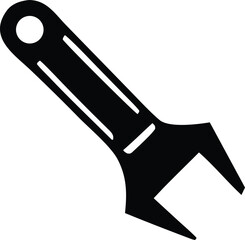 Simple silhouette of a single open-end wrench tool with a circular hole at the end