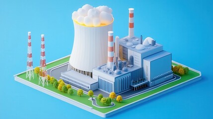 View Of power plant producing energy with tower, creating future energy.