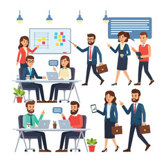 Office Workplace Illustration People Working and Collaborating