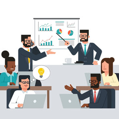 Office Workplace Illustration People Working and Collaborating