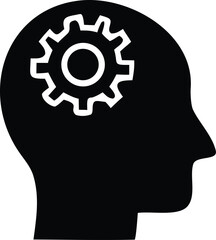 Symbolic representation of the human mind as a machine with gears and cogwheels illustrating thought processes and intelligence