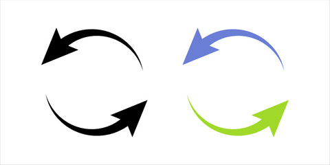 Circle arrow icon set. Symbol of reload, refresh, loading, recycle and repeat. Interconnecting round arrow vector icons set. Work in progress sign. One, two, three, four, five, six arrow in the loop.	