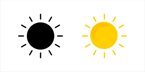 Sun icon set on white background color editable	
