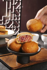 Traditional Ham Mooncakes for Mid-Autumn Festival Celebration and Family Reunion