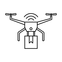 package delivery with drone vector icon