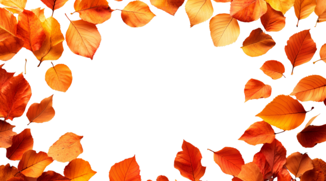 Colorful autumn leaves create a vibrant frame, created with AI