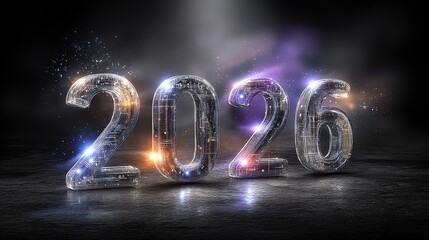 Celebrate the Start of a Bright New Year in 2026 with Our Vibrant Holographic Banner Showcasing the Future