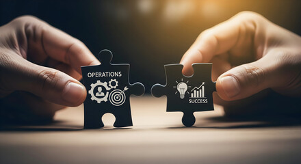 Seamlessly connect operations and success with this symbolic puzzle piece pairing for business growth and strategy
