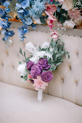 Elegant Wedding Bouquet with Purple and Pink Flowers