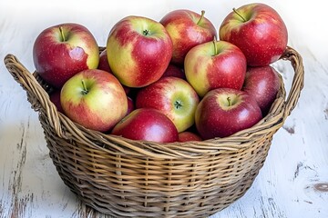 Basket of Fresh Red and Yellow Apples fruit wicker