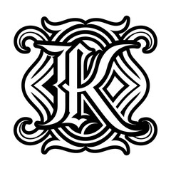 Creative letter k logo designed in glyph style
