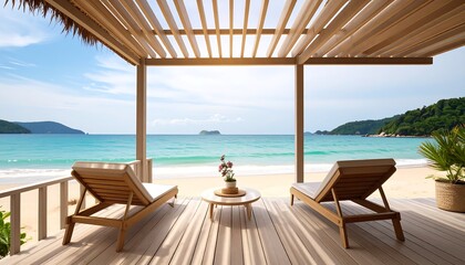 Beachfront relaxation; tranquil ocean view