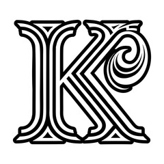 Abstract letter alphabet k logo in glyph style