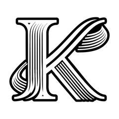 Modern k monogram in filled style