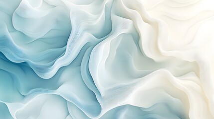 Fototapeta premium Ethereal Wave Patterns in Soft Blue and Cream Color Palette