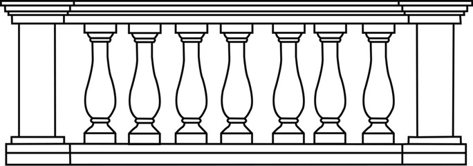 2D concrete balustrade Design drawing vector illustration stock vector