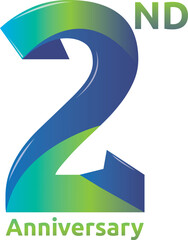 SECOND ANIVERSARY SYMBOL IN MODERN DESIGN CONCEPT. SUITABLE FOR LOGO EVENT